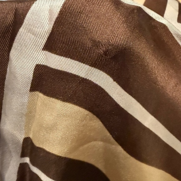 Echo Brown and Cream Silk Striped Scarf - Picture 6 of 6